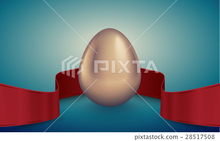Glossy golden egg with red winding tape 28517508