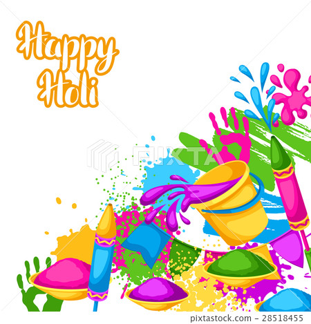 Happy Holi colorful background. Illustration of 28518455