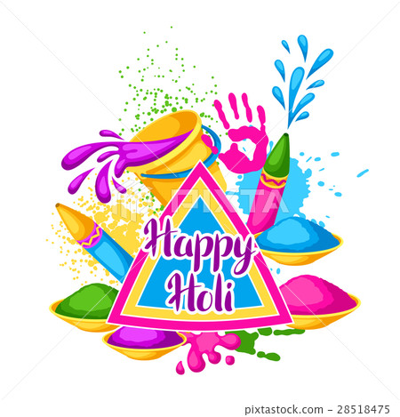 Happy Holi colorful background. Illustration of 28518475
