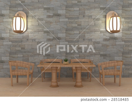modern dinning room with lamp interior in 3D 28518485