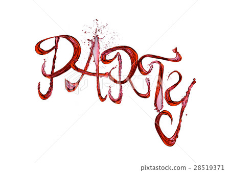 Red wine splash party font with drops on white Red wine splash party font with drops on white 28519371