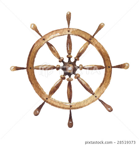 Watercolor. The wheel. Marine icon. Watercolor. The wheel. Marine icon. 28519373