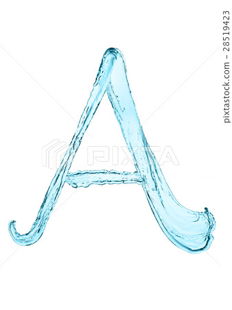 Water splash letter A with light blue color Water splash letter A with light blue color 28519423