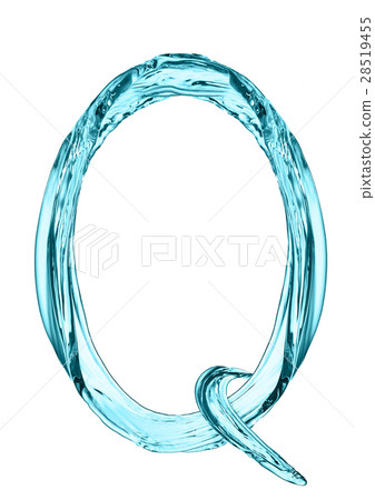 Water splash letter Q with light blue color 28519455