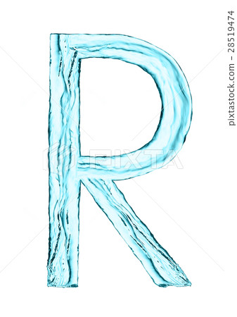Water splash letter R with light blue color 28519474