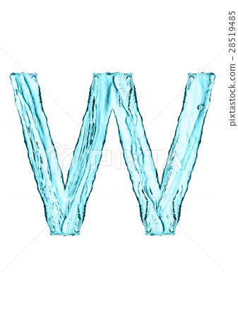 Water splash letter W with light blue color Water splash letter W with light blue color 28519485