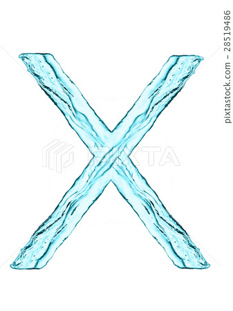 Water splash letter X with light blue color Water splash letter X with light blue color 28519486