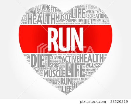 RUN heart word cloud 28520219