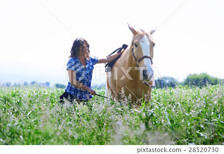 Woman training her horse 28520730