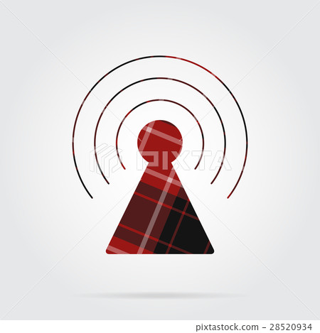 red, black tartan isolated icon, transmitter tower red, black tartan isolated icon, transmitter tower 28520934