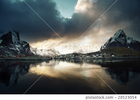 Sunset at Reine, Lofoten islands, Norway 28523054