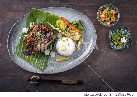 Spring Chicken Teriyaki with Rice and Vegetable 28523665