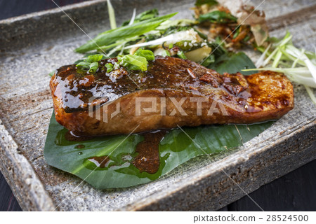 Salmon Teriyaki on Banana Leaf Salmon Teriyaki on Banana Leaf 28524500