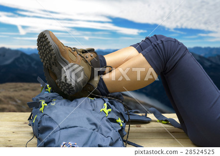 Hiking equipment, rucksack, boots and backpack. 28524525