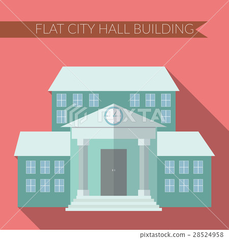 Flat Vector Illustration Of City Hall Icon Stock Illustration