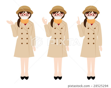 Illustration set of women taking measures against hay fever 28525294