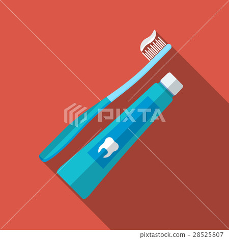 Flat vector illustration tooth brush, paste icon Flat vector illustration tooth brush, paste icon 28525807