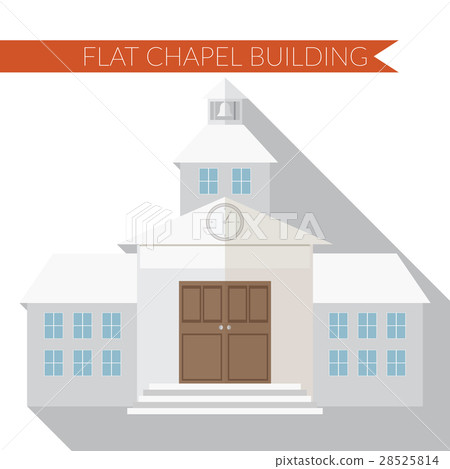 Flat vector illustration of chapel building icon 28525814