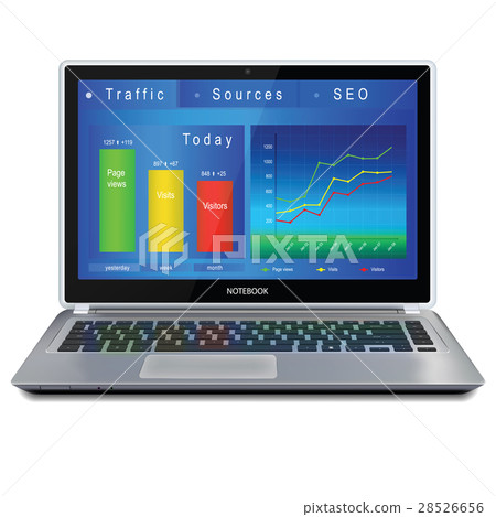 Website analitycs on laptop computer screen Website analitycs on laptop computer screen 28526656