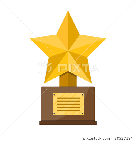 Trophy winner gold star cup with wooden base 28527184