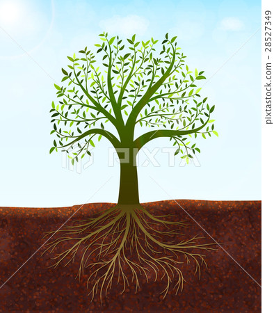 图库插图: nature background with green tree vector