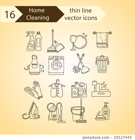House cleaning thin line vector icon set. - Stock Illustration ...