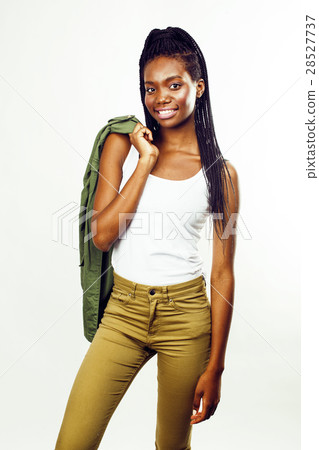 图库照片 young pretty african-american girl posing cheerful