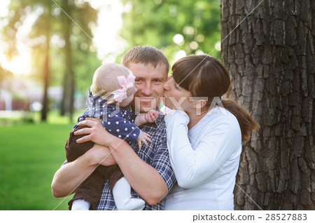 happy family in the park in spring sunny day happy family in the park in spring sunny day 28527883