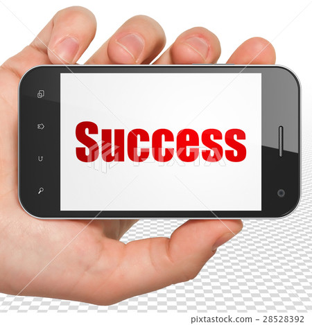 Finance concept: Hand Holding Smartphone with Finance concept: Hand Holding Smartphone with 28528392