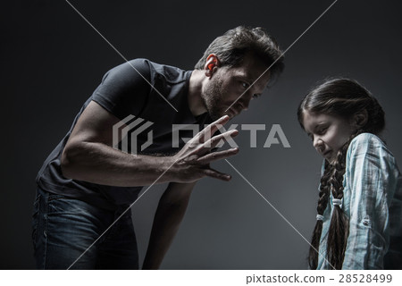 Cruel father making to hit his daughter Cruel father making to hit his daughter 28528499