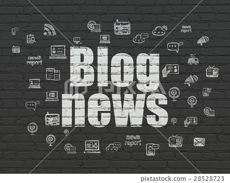 News concept: Blog News on wall background 28528723