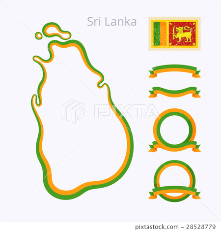 Sri Lanka - Outline Map and Ribbons 28528779