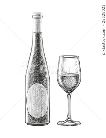 Wine bottles and glass 28529023