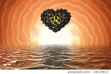 black heart made of spheres with reflections black heart made of spheres with reflections 28529611