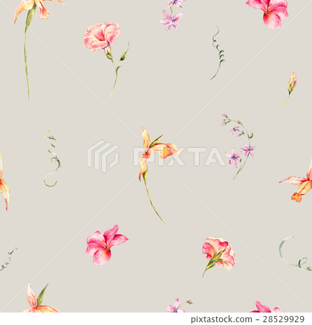 Watercolor floral tropical seamless pattern. Watercolor floral tropical seamless pattern. 28529929