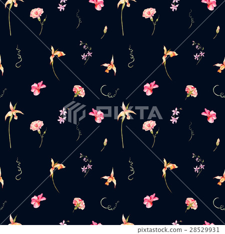 Watercolor floral tropical seamless pattern. Watercolor floral tropical seamless pattern. 28529931