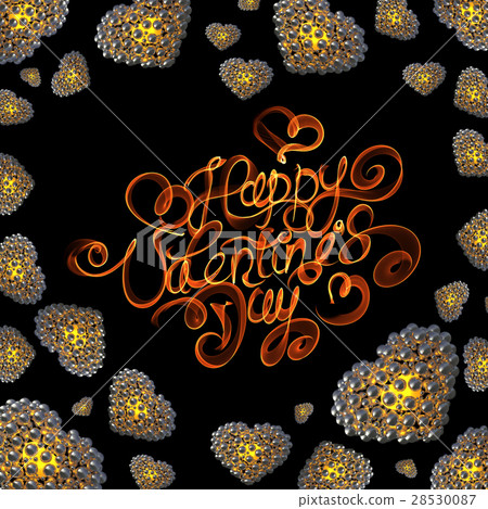 metal Gold hearts made of spheres isolated on 28530087