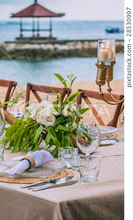 Table in the Restaurant on the Beach, Bali 28530997