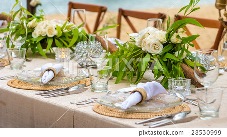Table in the Restaurant on the Beach, Bali 28530999