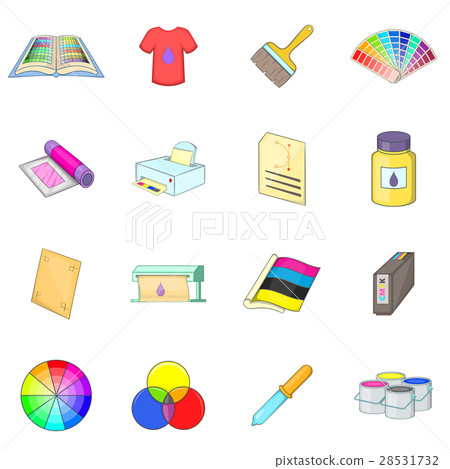 Print process icons set, cartoon style 28531732