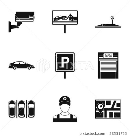 Parking icons set, simple style 28531733