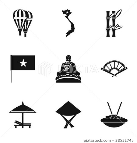 Country Vietnam icons set, simple style 28531743