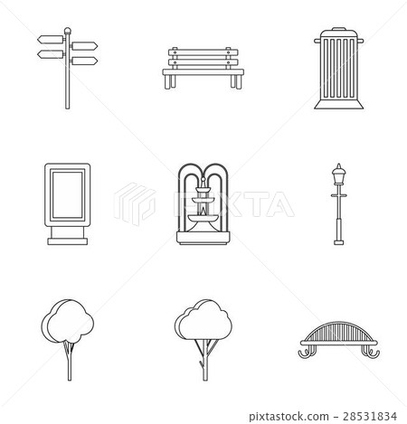 Park icons set, outline style Park icons set, outline style 28531834
