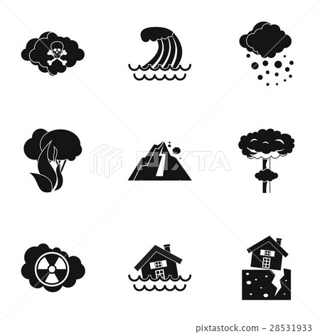 Natural cataclysm icons set, simple style 28531933