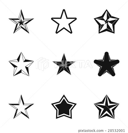 Types of stars icons set, simple style Types of stars icons set, simple style 28532001