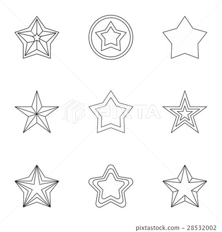 Star icons set, outline style Star icons set, outline style 28532002