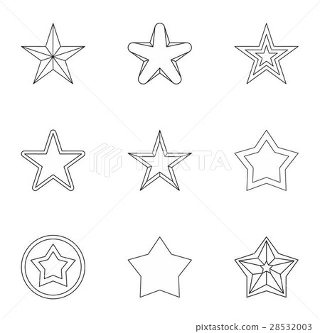 Five-pointed star icons set, outline style Five-pointed star icons set, outline style 28532003
