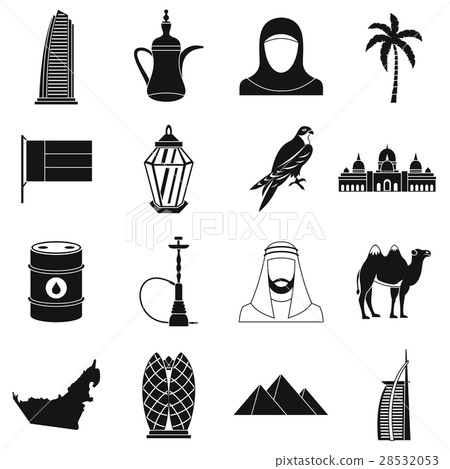 UAE travel icons set, simple style 28532053