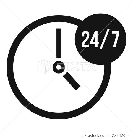 Clock 24 7 icon, simple style 28532064