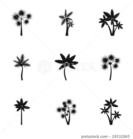Types of palm icons set, simple style Types of palm icons set, simple style 28532065